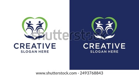 Disability people logo design idea template abstract