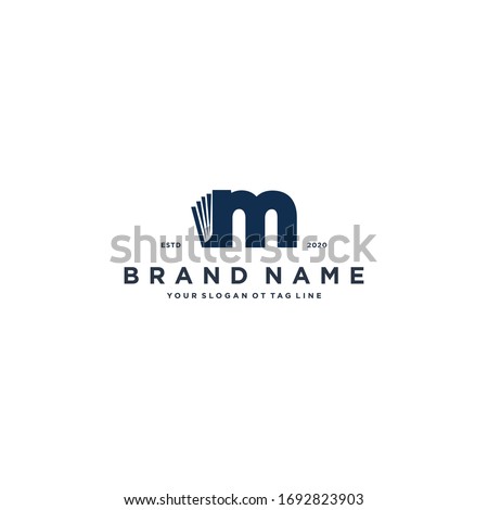 letter M and book logo design vector template