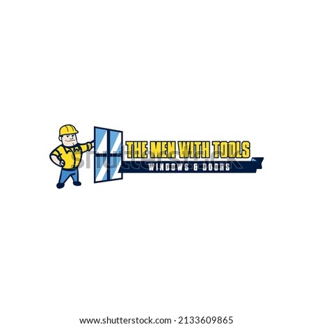 man logo with character window