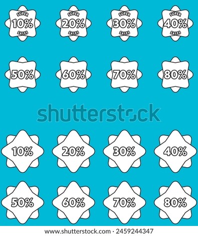 Outlined discount percentages stickers collection