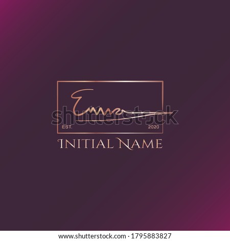 Emma Beautiful Rose Gold Elegant Handwritten calligraphic girl' name signature, logo design.