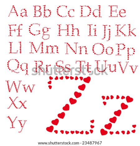 Love Alphabet Made Of Small Hearts. To See Similar Please Visit My ...