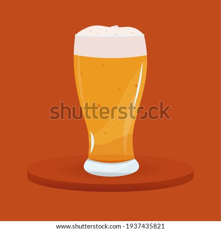 Beer glass style red background drinks pub icon- Vector