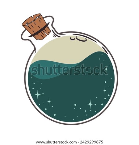 Colored alchemy potion flask vial Vector illustration