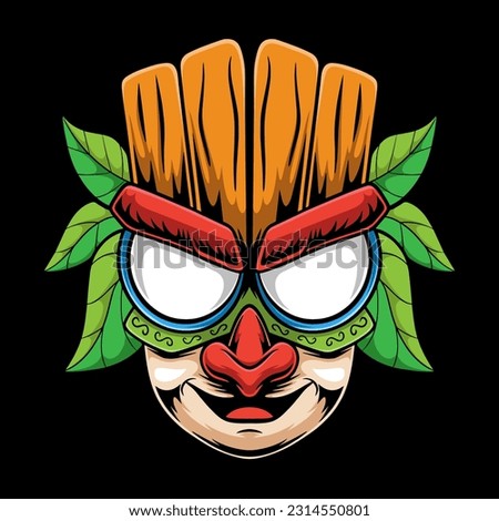 tiki mask mascot logo design vector illustration