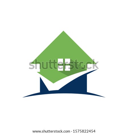 Home Logo Template with check mark. Logo for real estate agency. check home icon symbol designs.	
