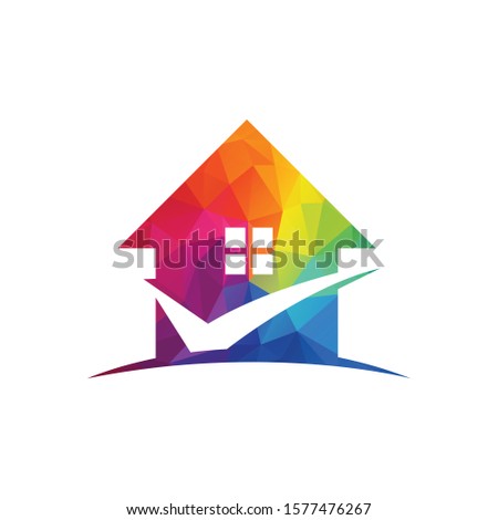 Home Logo Template with check mark. Logo for real estate agency. check home icon symbol designs.	
