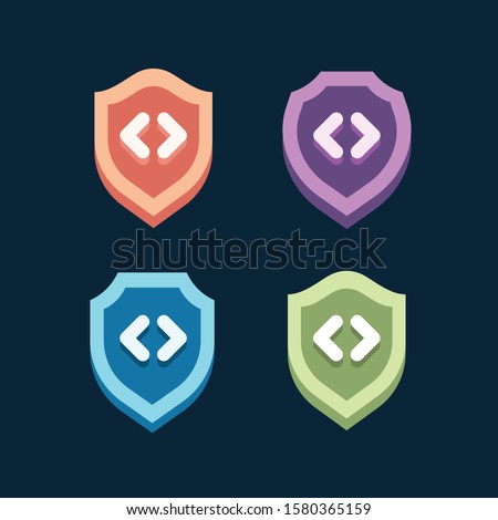 Collection of Colorful Frontend Vector Shield Badges - Code