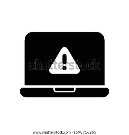 Desktop Computer Laptop Solid Icon -  Danger Warning Error Alert Sign