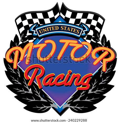 United States Motor Racing Logo. A classic style United states race car logo.
