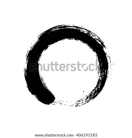 Black enso zen circle on white background.  Vector illustration.