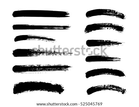 Set of black paint, ink brush strokes, brushes, lines. Dirty artistic design elements Stock foto © 