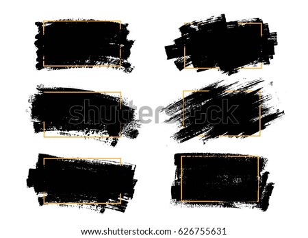 Vector black paint, ink brush stroke, brush, line or texture. Dirty artistic design element, box, frame or background  for text.  Imagine de stoc © 