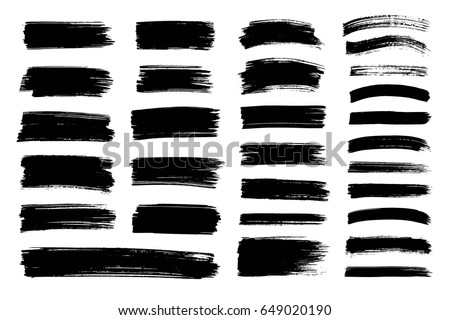 Vector black paint, ink brush stroke, brush, line or texture. Dirty artistic design element, box, frame or background  for text.  Stockfoto © 