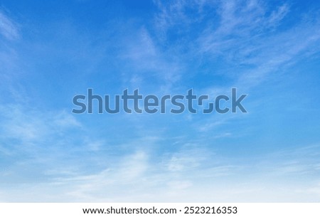 Similar – Image, Stock Photo Blue sky and clouds as peaceful idyllic cloudscape with two distant birds flying high. Freedom concept. Beautiful blue sky backgrounds with clouds highlighted with sunset light.