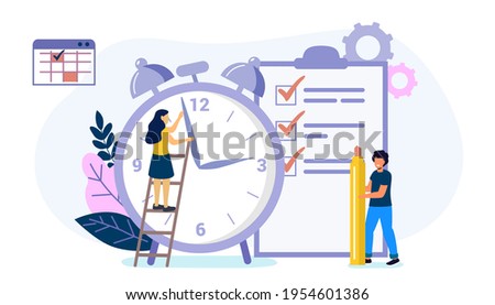 Deadline Time management on the road to success Metaphor of time management in team Concept of multitasking performance timeline Flat style design vector illustration