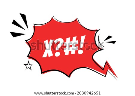 Comic speech bubble with swear words symbols Vector bad speech language icon illustration Black talk bubble with censored text isolated on white background Design element for hate banner, poster, meme