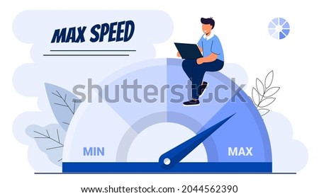 Image, Stock Photo Speedometer with pointer in green range