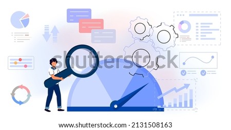 Benchmarking concept Business compare tool for improvement Performance, quality and cost comparison to competitor companies Idea of benchmark business development Vector illustration Foto stock © 