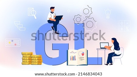 GL General Ledger Accounting general ledger Expenses vector illustration Bookkeeping accounts concept Calculator on financial statement and balance sheet annual