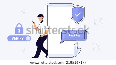 OTP authentication Secure Verification One-time password for secure transaction on digital payment Vector illustration OTP and Bank Details concept 2-Step authentication mobile applications