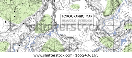 Abstract topographic map background. Topo backdrop lines, contour, geographic grid. Vector illustration with place for text