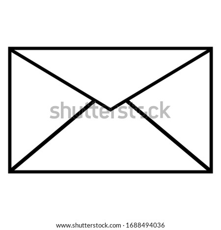 Email icon. Outline envelope sign isolated on the white background. Mail Line Icon. Vector Illustration of Outline Web Symbol.Black isolated outline icon of postal envelope on white background. 