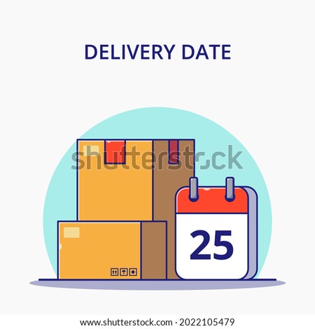Logistic Delivery Dates with Calendar and Boxes Cartoon Vector Illustration. Logistics Icon Concept.