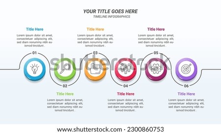 Flowchart Infographics From 1 Up to 6 Steps with Isometric Circle and Icon on a 16:9 Ratio Layout for Business Goals, Business Reports, and Website Design.