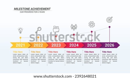 Milestone Timeline Infographics From 1 Up to 6 Steps on a 16:9 Ratio Layout for Business Presentations, Planning, Management, and Evaluation.