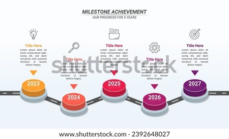Milestone Timeline Infographics From 1 Up to 5 Steps on a 16:9 Ratio Layout for Business Presentations, Planning, Management, and Evaluation.