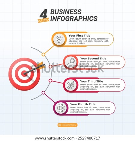 4 Options Goal Infographics Diagram on a 1:1 ratio layout for Presentation, Booklet, and Social Media Feeds.