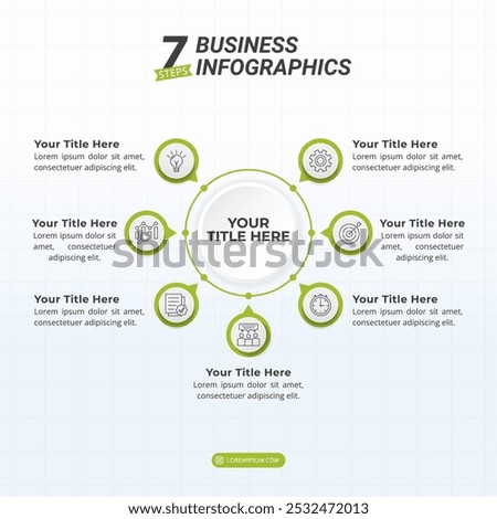 Infographic Diagram with 7 Options on a 1:1 ratio layout for Presentation, Booklet, and Social Media Feeds.