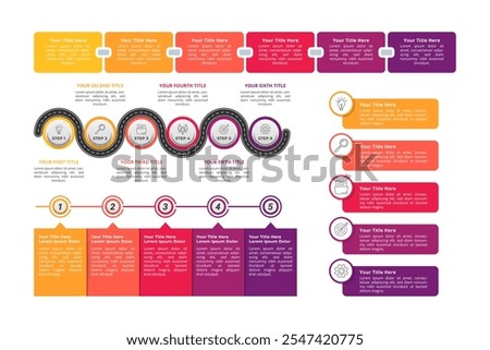 Infographic Elements with Multiple Step for Business Presentation, Poster, and Banner.