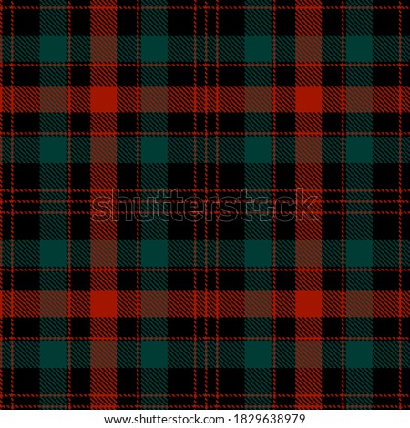 Checkered plaid vector illustration. Tartan Cloth Pattern. Seamless background of Scottish style. Great for Christmas designs. For wallpapers, textiles, decorations, packings. Red, Green, and Black. Foto d'archivio © 