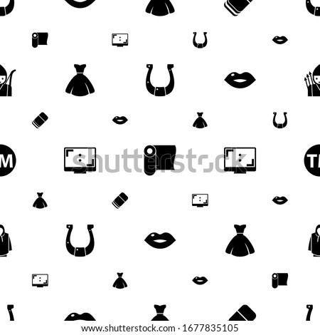 art icons pattern seamless. Included editable filled horseshoe, textile, Eraser, bride dress, Aspect Ratio, kiss, Trademark, hoodie, archer icons. art icons for web and mobile.