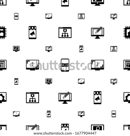 screen icons pattern seamless. Included editable filled Mobile Learning, Mobile game, analytics app, Mobile marketing, Aspect Ratio, Digital illustration icons. screen icons for web and mobile.