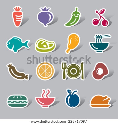 Food, Fruits and Vegetables Color Icon Label