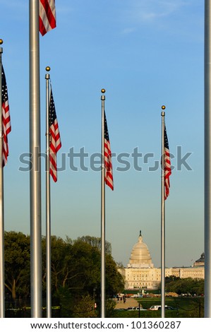 US Capitol Building as seen from Washington Monument, Washington DC, USA