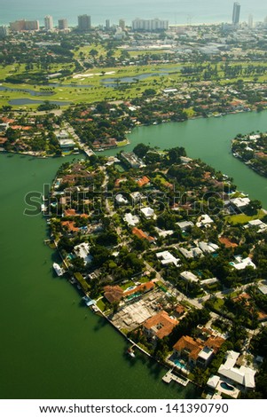 Aerial view of real estate in Miami, Florida.