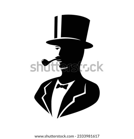 gentleman logo template. man with hat silhouette sign, symbol vector illustration.