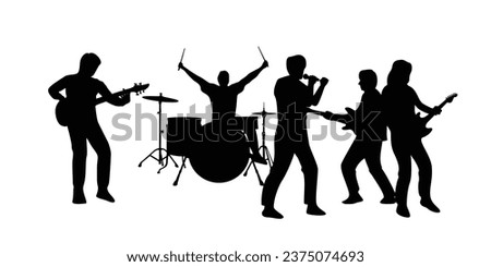 group band silhouette design. music concert vector illustration.