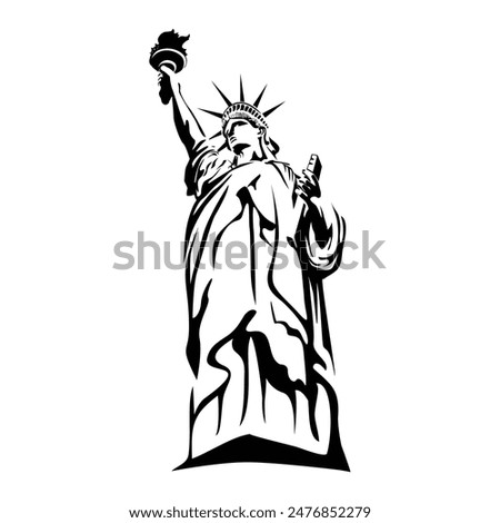 liberty statue silhouette design. American freedom sign and symbol.