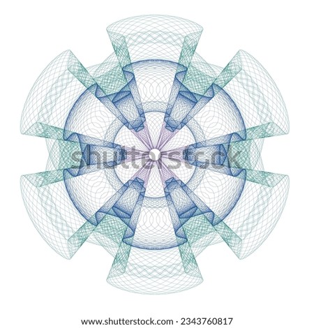 Watermark. Guilloche rosette element. Digital watermark for Security Papers. It can be used as a protective layer for certificate, voucher, banknote, play money design, currency, note, check, ticket,