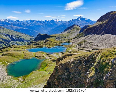 Lakes of Forclaz or the Five Lakes, near Bourg Saint Maurice, Savoy, french alps. Photo stock © 