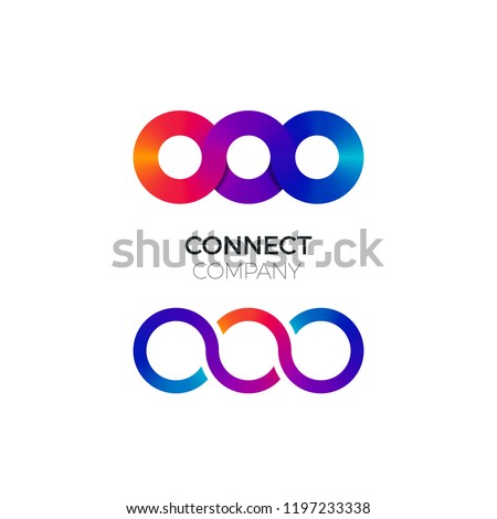 Two Vector Connect Symbols. Colorful Chain Business Creative Logo. Concept of Connect, Interact and Cooperation.