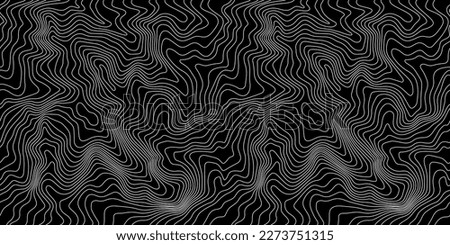 Weather Map Background. Vector Seamless Pattern with Contour Lines. Abstract Linear Topographic Texture