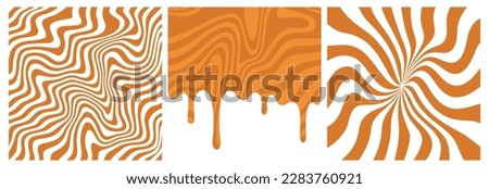 Set of Swirl, Splash, Wavy and Melt Caramel. Abstract Toffee Vector Pattern. Illustration of Liquid Salted Caramel, Melted Peanut Butter, Sweet Honey, Chocolate Milk or Maple Sauce