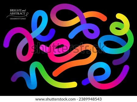 Abstract Gradient Lines. Vector 3d Fluid Graphic Shapes. Dynamic Liquid Curve Colorful Stripes. Modern Design of Minimal Color Swirl and Blend Elements