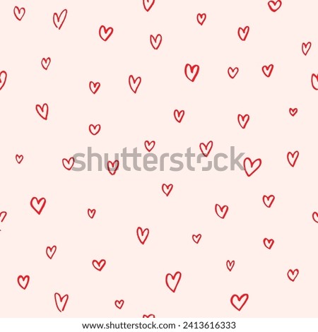 Doodle Hearts Pattern. Modern Sketch Backdrop. Seamless Vector Illustration.